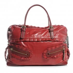 Gucci deep Red Sabrina Ruffle Boston Tote bag